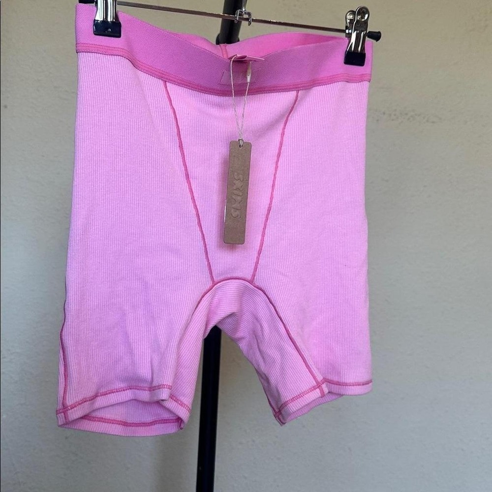 Skims Cotton Rib Boxer in Bubble Gum Size XS